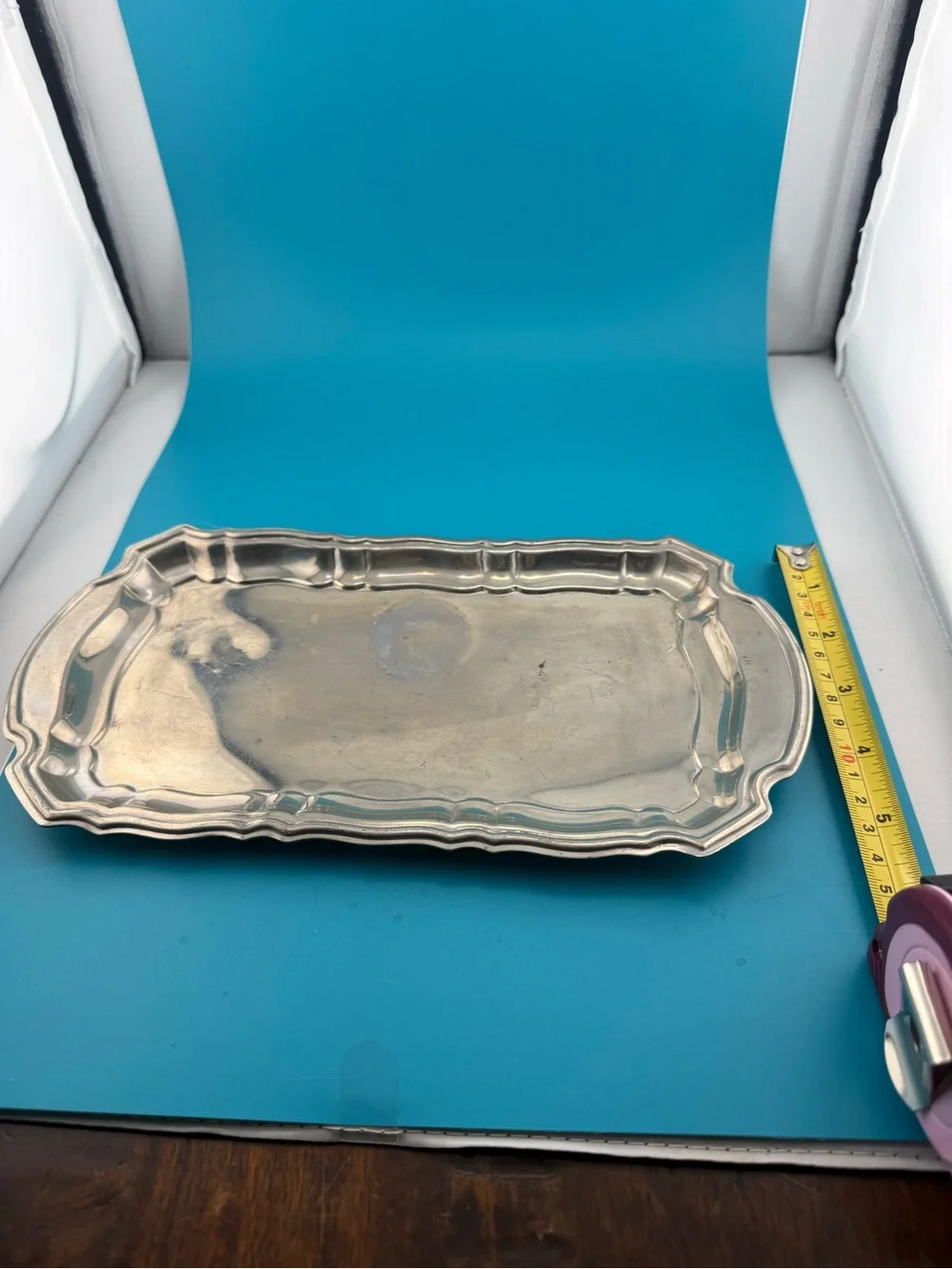 Vintage Silverplate Scalloped Serving Vanity Tray 9.5”